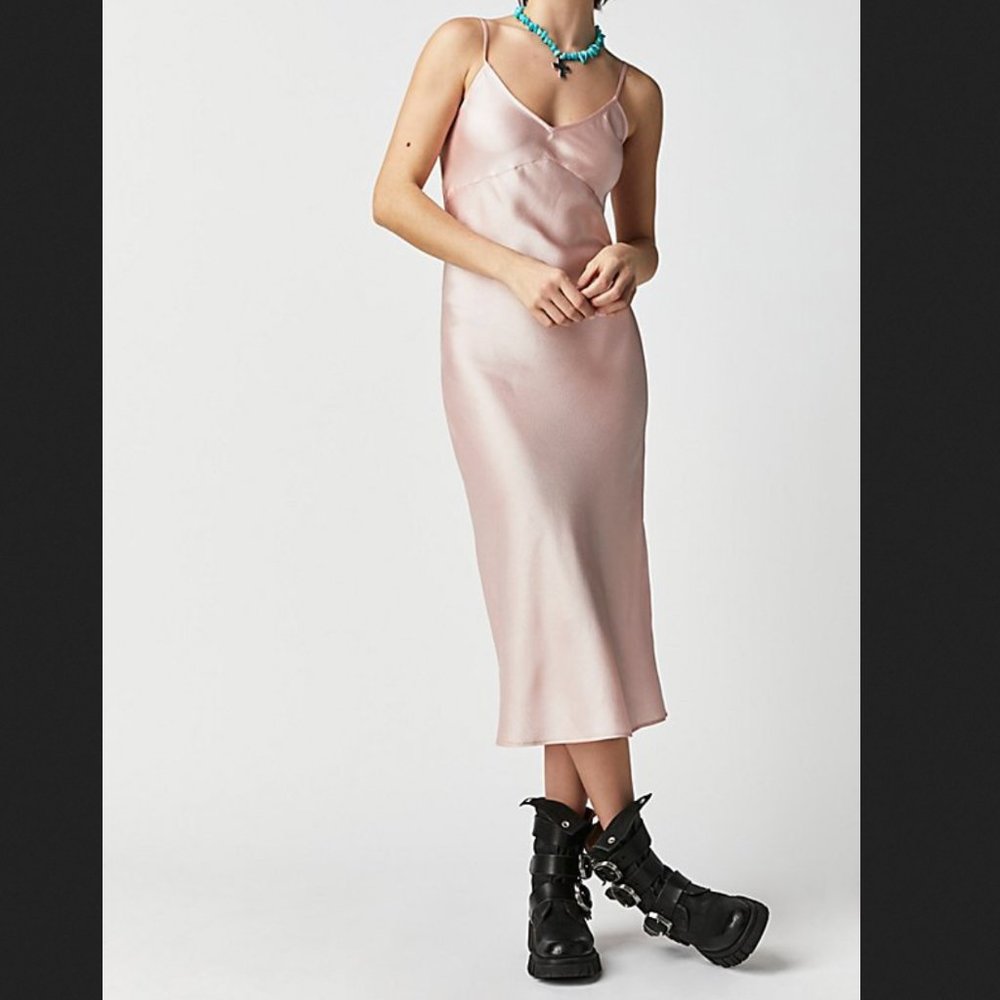 Free People – Simply Biased Midi Slip Dress – Blush Pink
